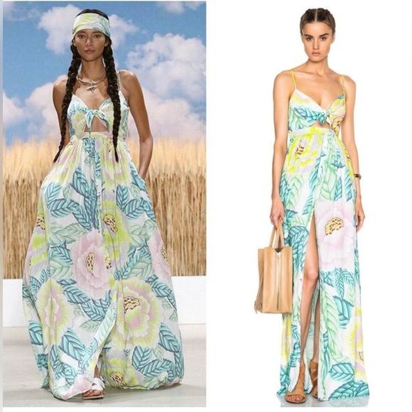 Mara Hoffman Dresses & Skirts - Mara Hoffman Yellow Flora Stone Tie Front Max Dress Size 0/XS